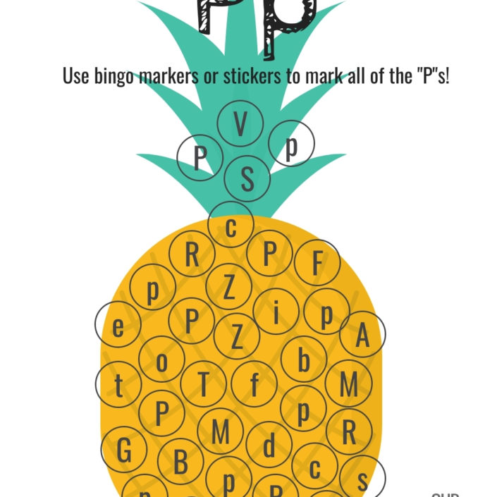 Bingo Markers Free Workbook Letter P