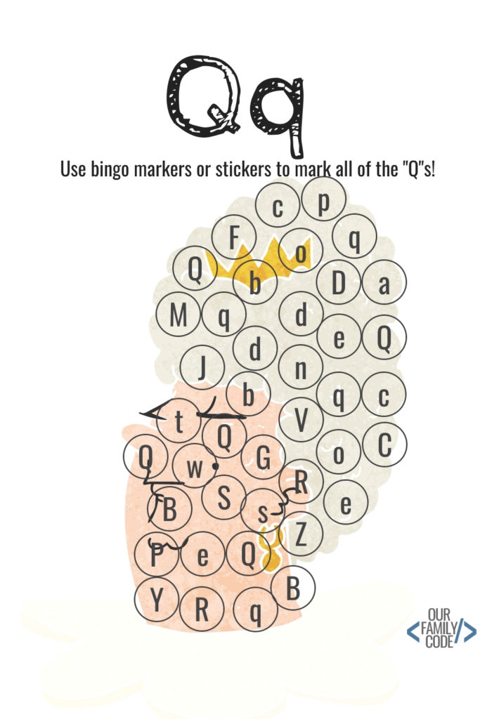 Bingo Markers Free Workbook Letter Q