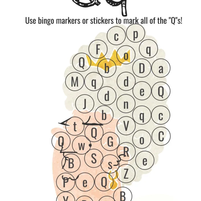 Bingo Markers Free Workbook Letter Q