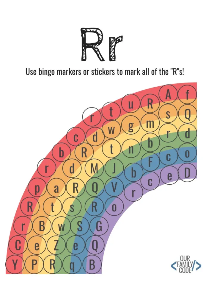 Bingo Markers Free Workbook Letter R