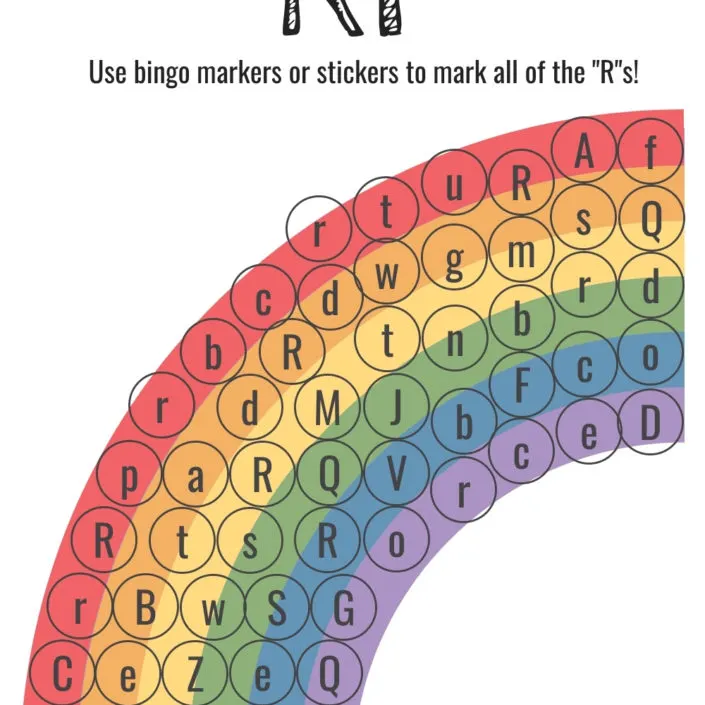 Bingo Markers Free Workbook Letter R