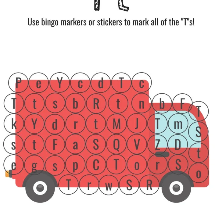 Bingo Markers Free Workbook Letter T