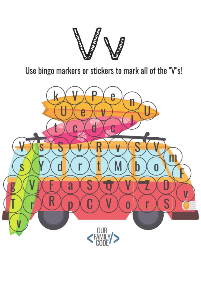 Bingo Markers Free Workbook Letter V
