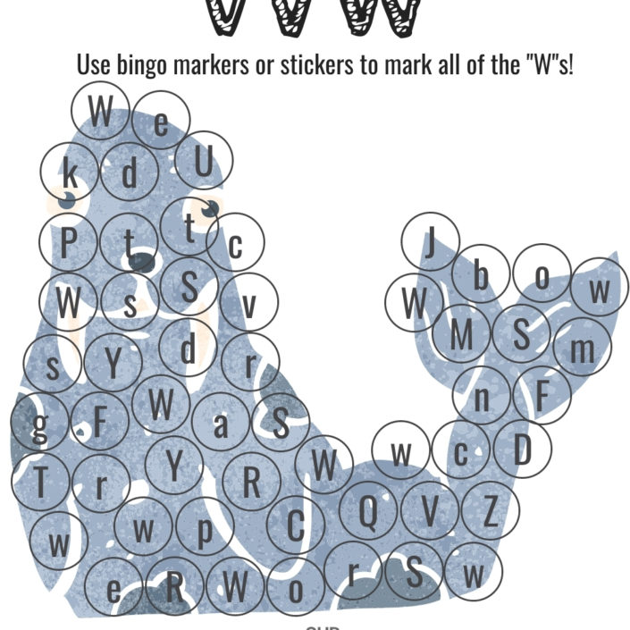 Bingo Markers Free Workbook Letter W