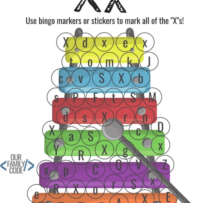 Bingo Markers Free Workbook Letter X