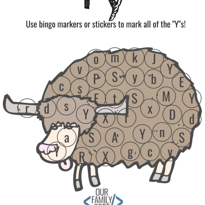 Bingo Markers Free Workbook Letter Y