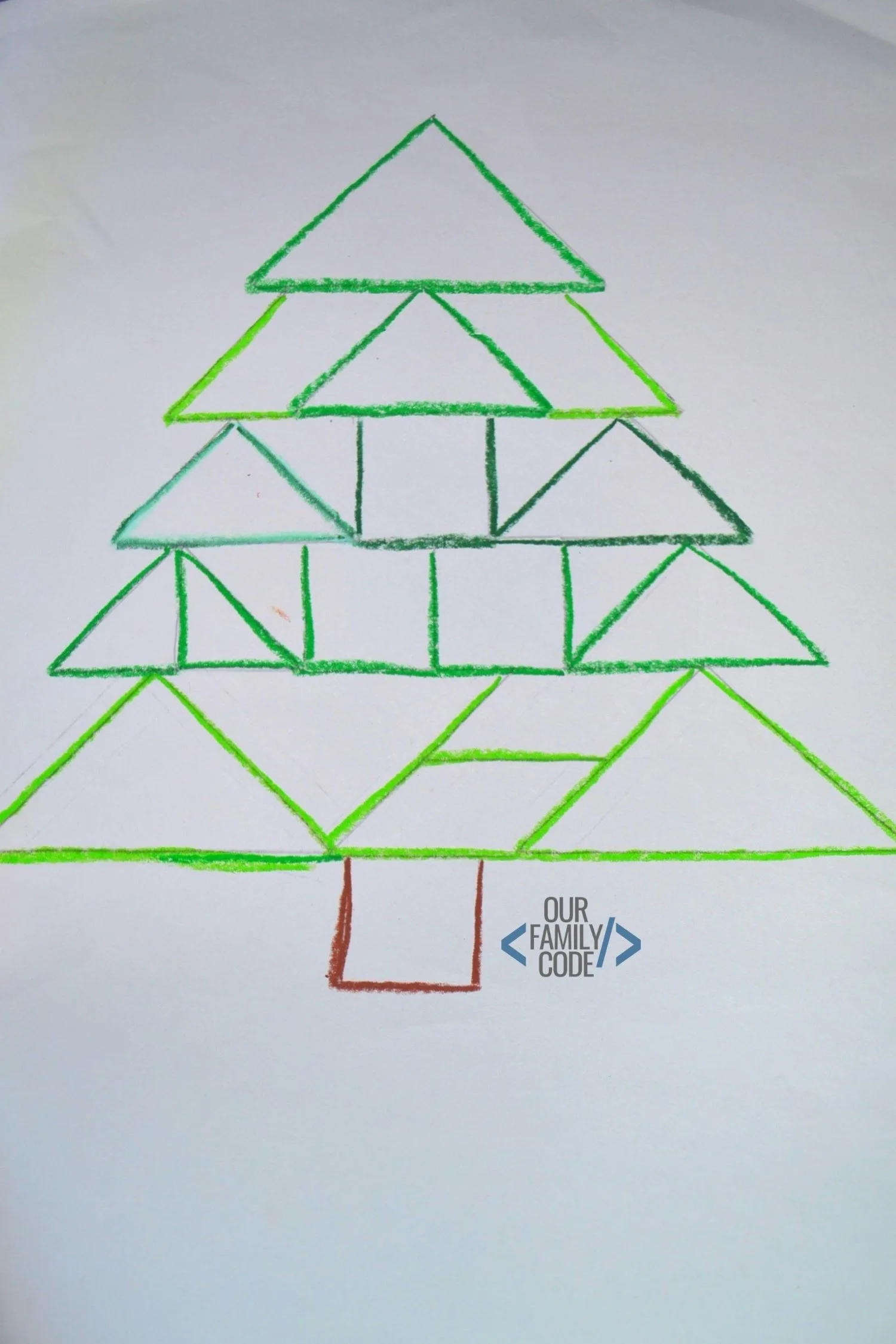 Christmas Tangram Oil Resist Art Activity | Our Family Code #Christmascraftsforkids #STEAM #STEM