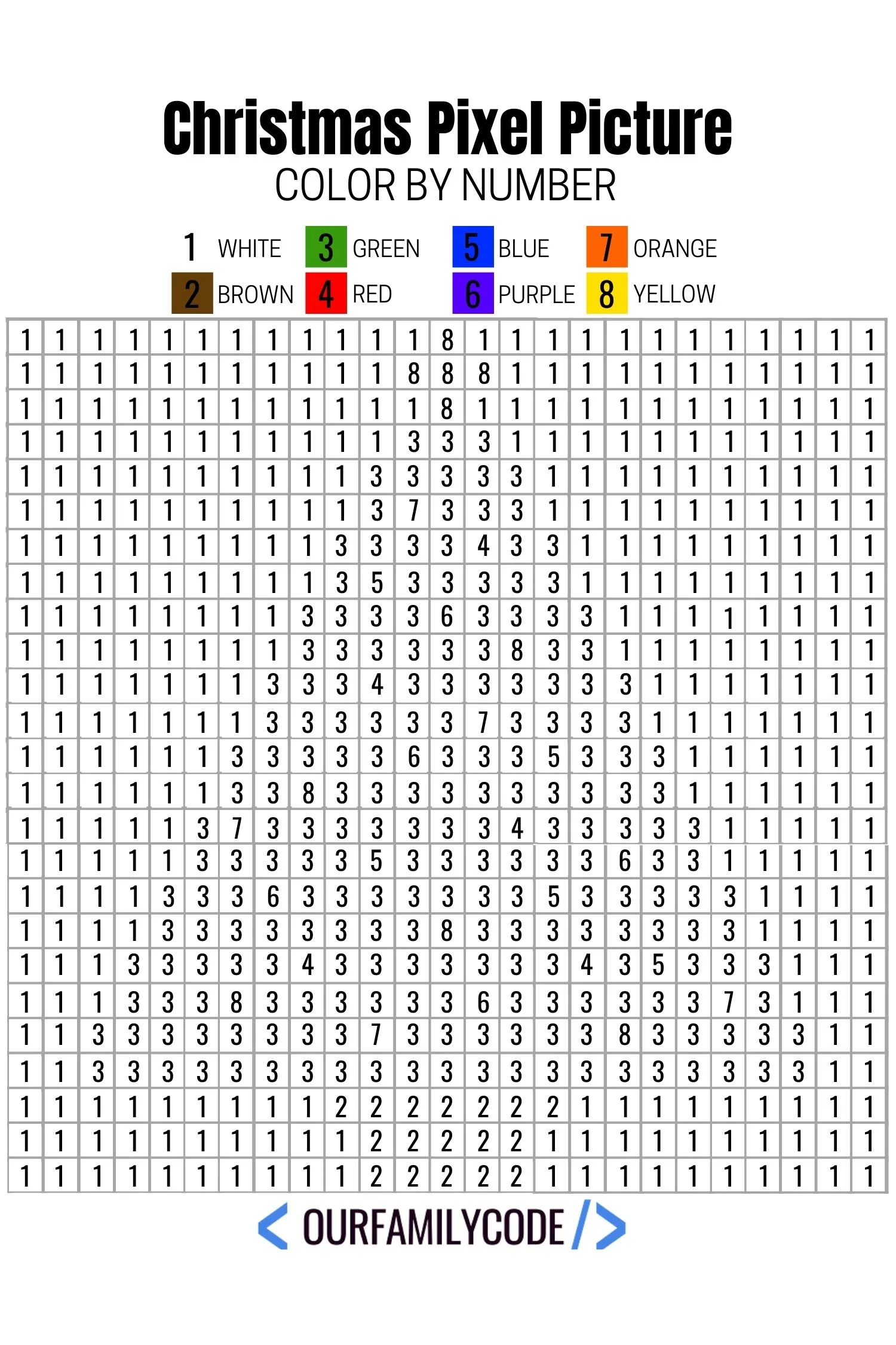 These Christmas Pixel Puzzles are a great way to introduce image representation on computers as well as work on number and color recognition. #colorbynumber #freeworksheet #christmasworksheets #stem #steam