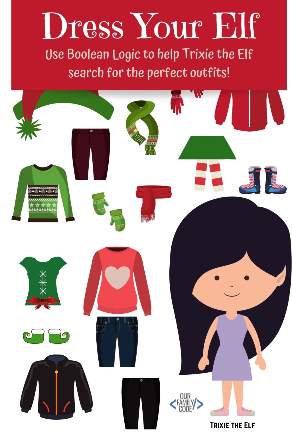 Dress the Elf With this Christmas Boolean Logic Activity - Our Family Code