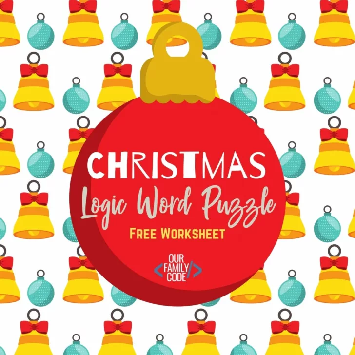 This Christmas logic word puzzle activity is a way for kids to use logical thinking and pattern matching paired with spatial recognition and spelling. #Christmasworksheet #teachkidstocode #logicpuzzles