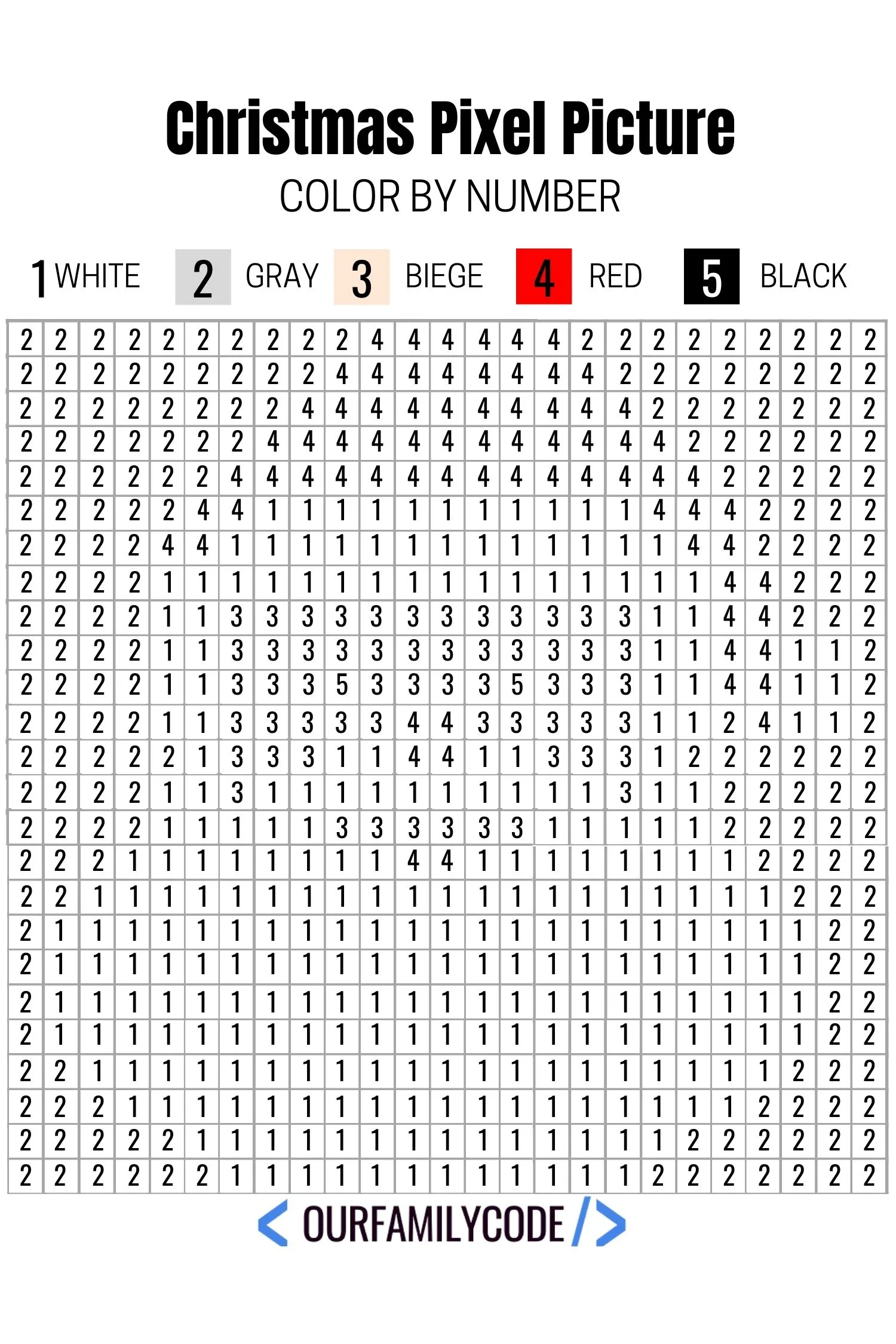 These Christmas Pixel Puzzles are a great way to introduce image representation on computers as well as work on number and color recognition. #colorbynumber #freeworksheet #christmasworksheets #stem #steam