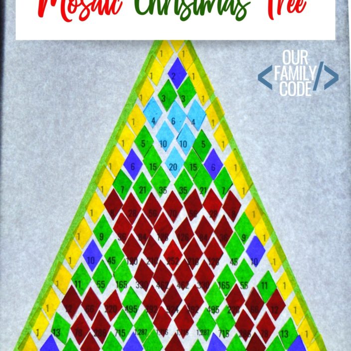 Turn the Sierpinski triangle into a Christmas tree math mosaic with this fun Pascal's Triangle activity! #STEAM #STEM #mathforkids