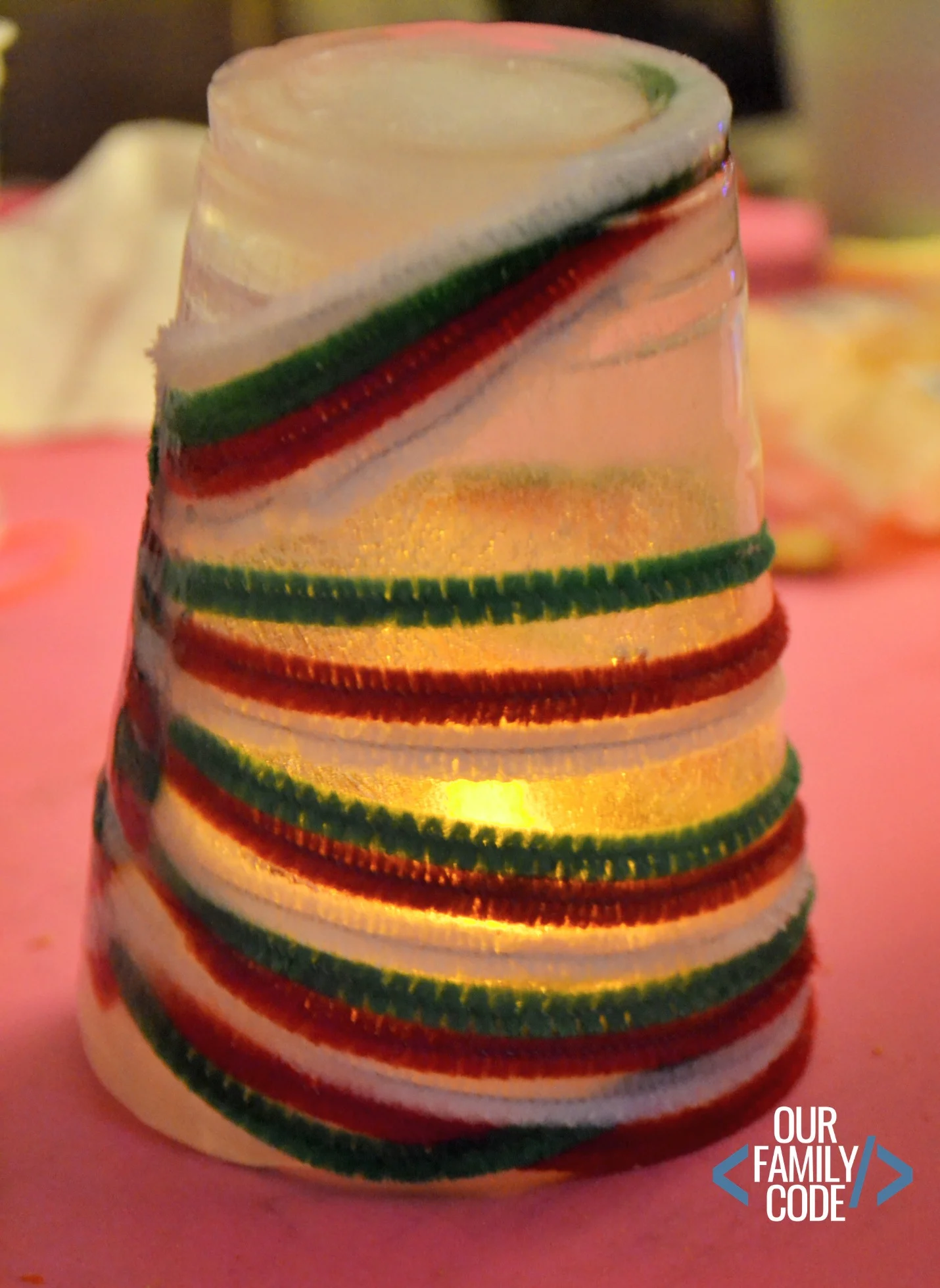 A picture of a frozen ice lantern states of water activity.