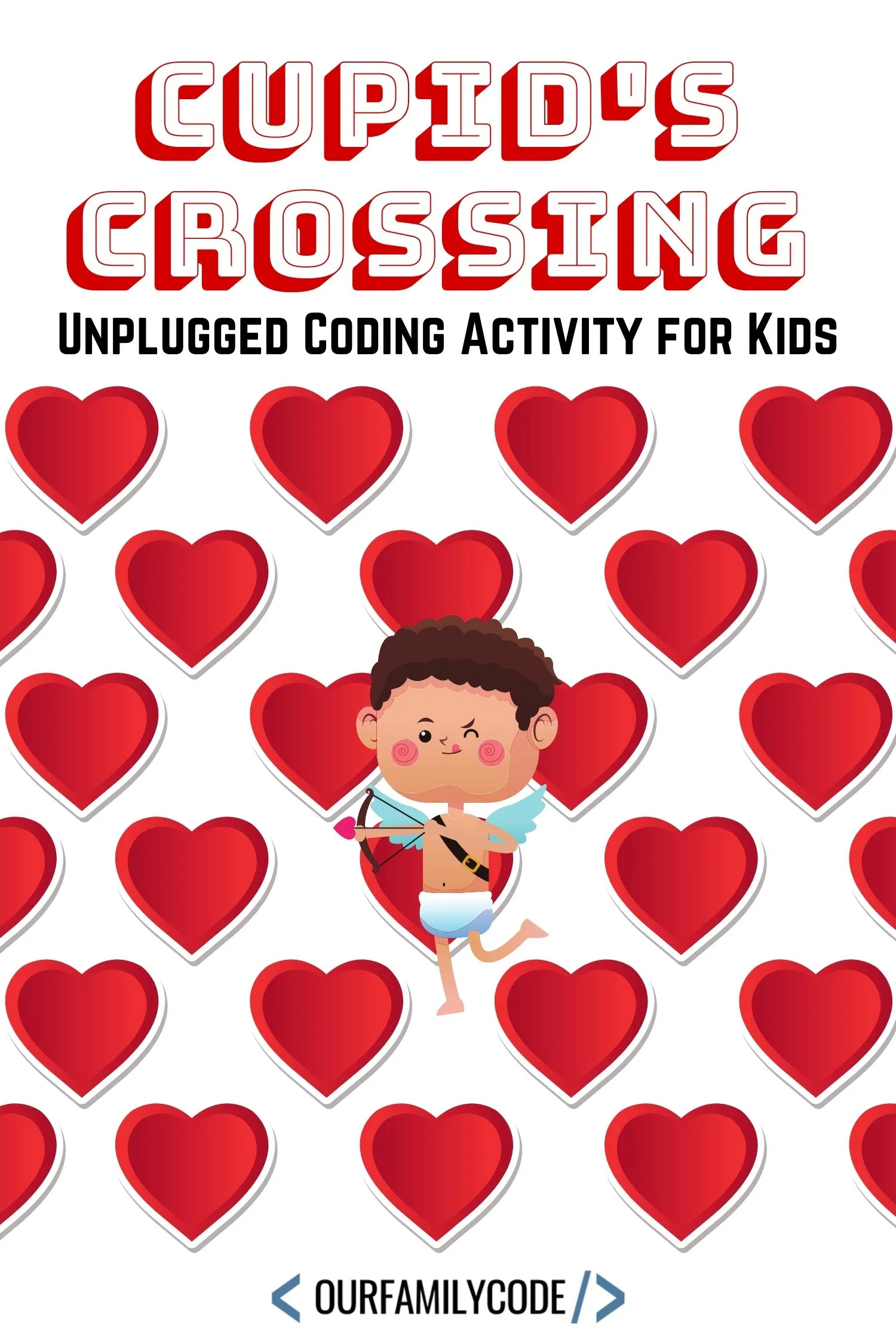 Find the correct sequence to help Cupid make his way through town in this unplugged coding worksheet for kids! #teachkidstocode #freeworksheets #codingactivitiesforkids #STEM #STEAM #unpluggedcoding #hourofcode