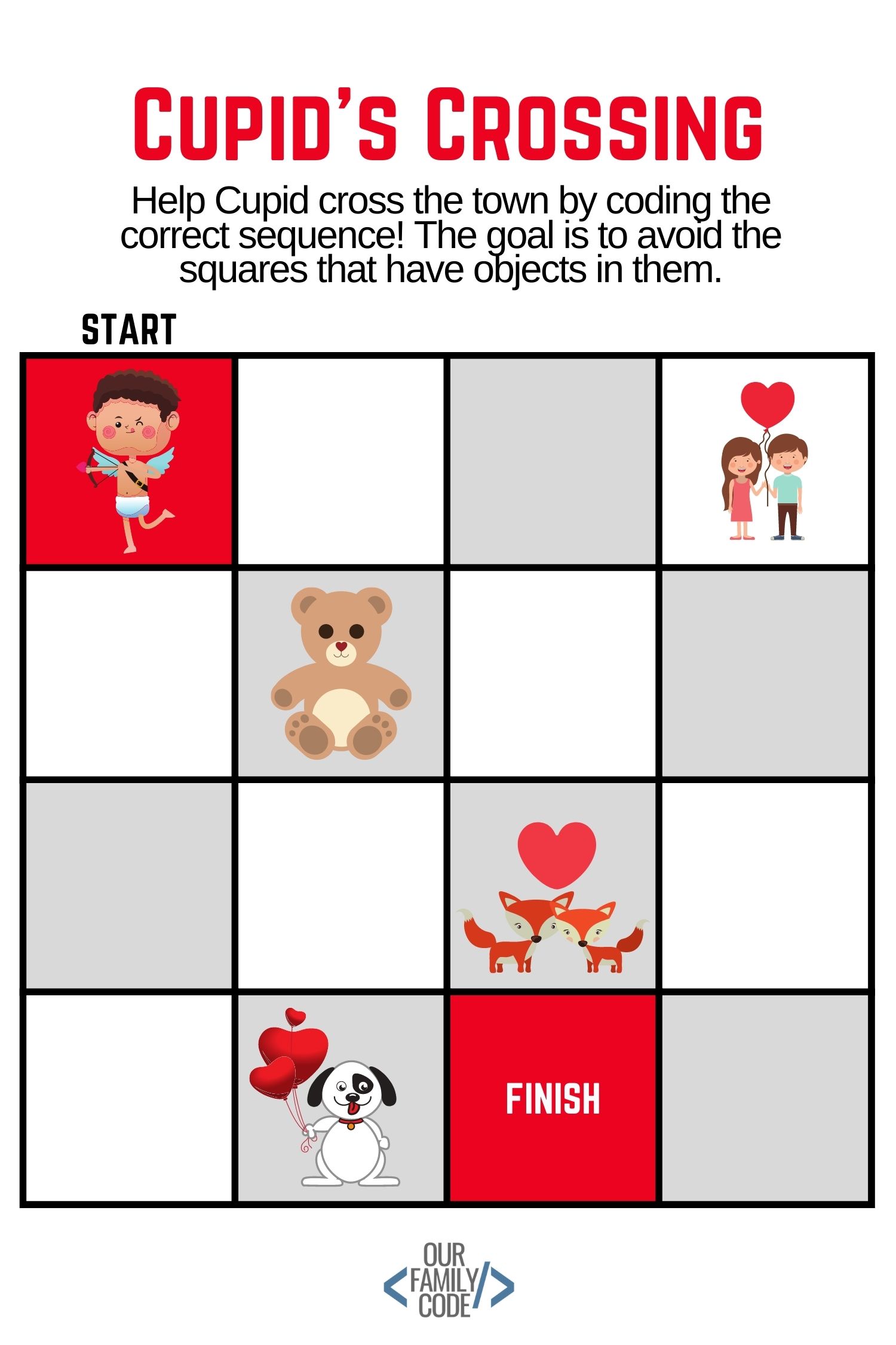 Cupid Crossing Coding Sequence Unplugged Coding Worksheet