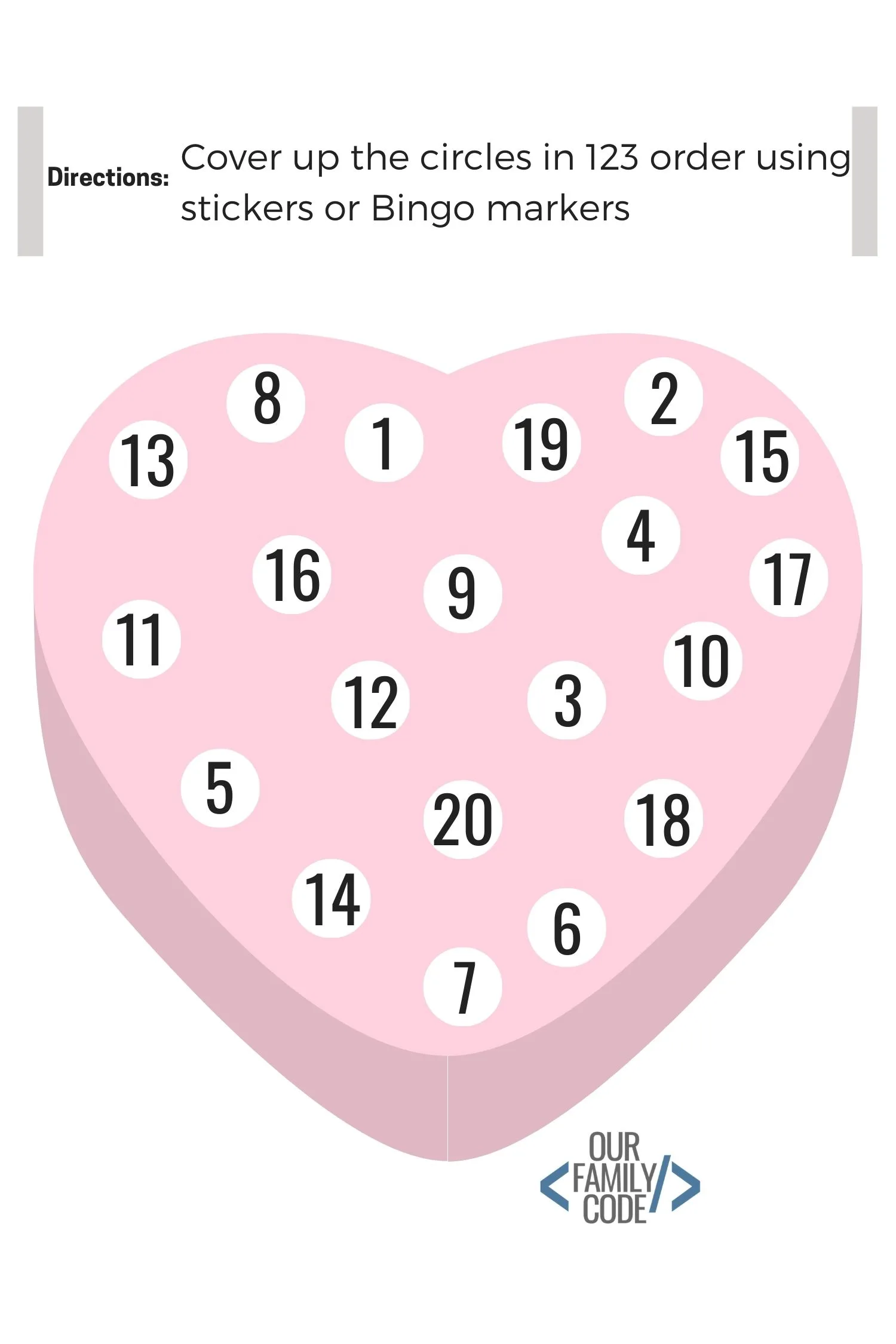 Free Valentine's Day Worksheets for Kids Number Recognition Bingo Daubers