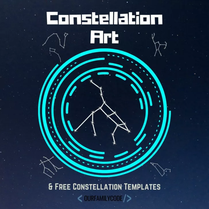 This constellation art activity is great for introducing constellations and sparking a sense of wonder for galaxies and planets above while also helping kids to recognize patterns in the sky by observing, describing, and turning them into art! #STEAM #constellations #kidscrafts