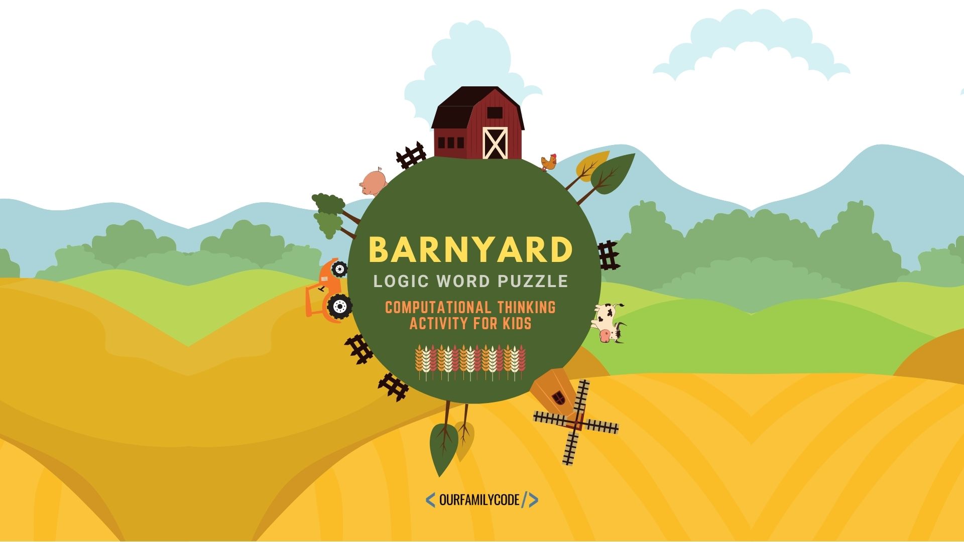 This barnyard logic word puzzle activity is a way for kids to use logical thinking and pattern matching paired with spatial recognition and spelling. #teachkidstocode #logicpuzzles