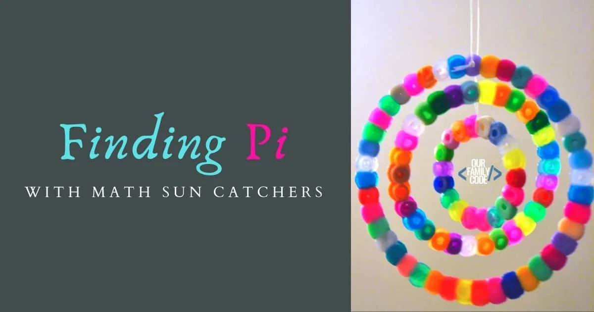 The goal of this activity is to explore the number Pi and prove that it is a mathematical constant by making math sun catchers out of perler beads for a fun math + art STEAM activity! #STEAM #PiDay #Fibonacci #mathforkids #mathart #craftsforkids #STEM #homeschool