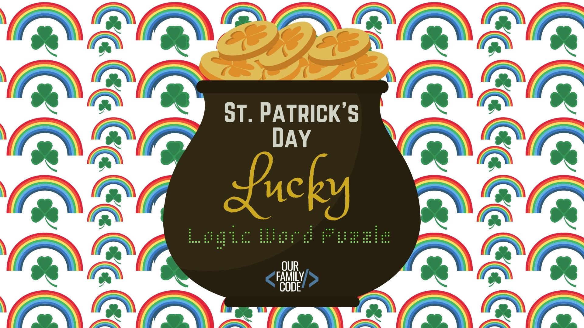 This St. Patrick's Day lucky logic word puzzle activity is a way for kids to use logical thinking and pattern matching paired with spatial recognition and spelling. #teachkidstocode #logicpuzzles