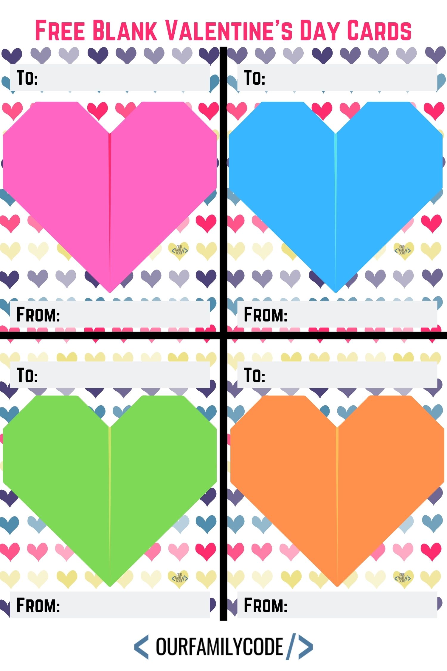 Free printable blank Valentine's Day cards