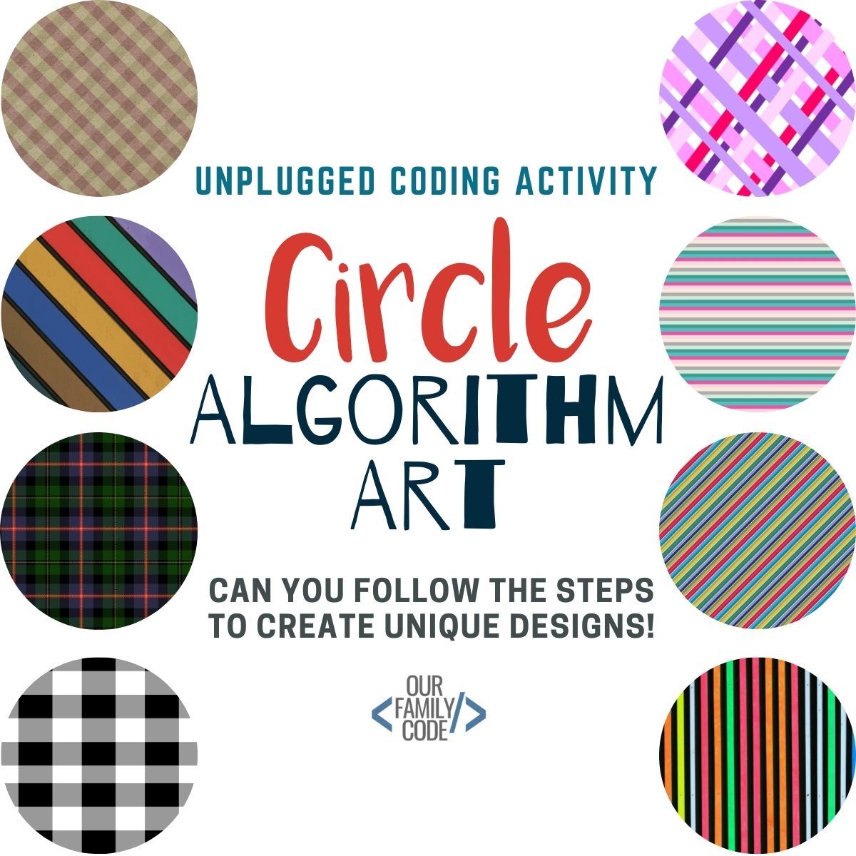 A picture of a circle algorithm art activity banner.