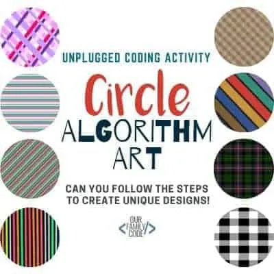 A picture of a circle algorithm art activity banner.