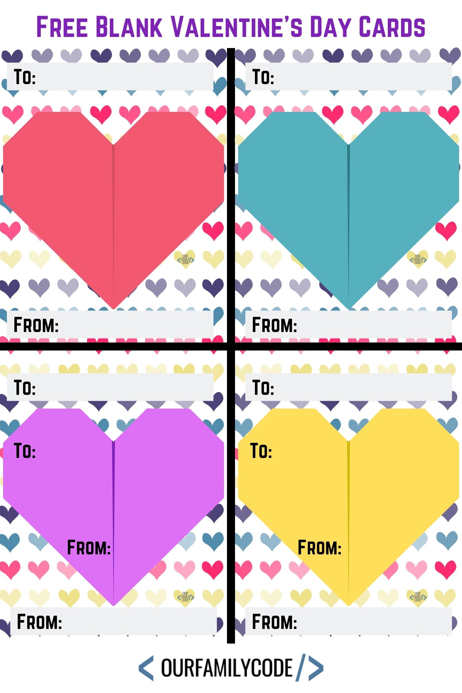 Free Printable Blank Valentine s Day Cards Our Family Code