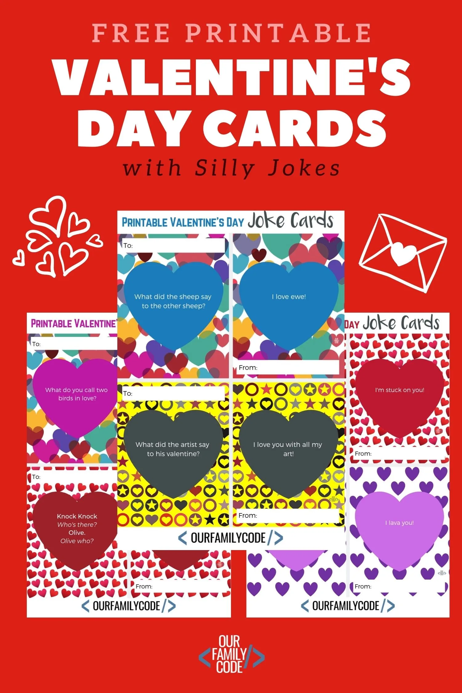 Free printable Valentine's Day joke cards