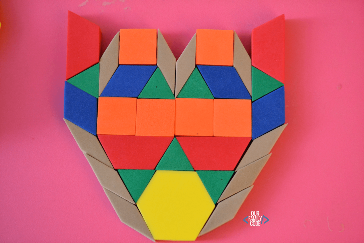 A picture of an Optimus Prime Tangram creation.