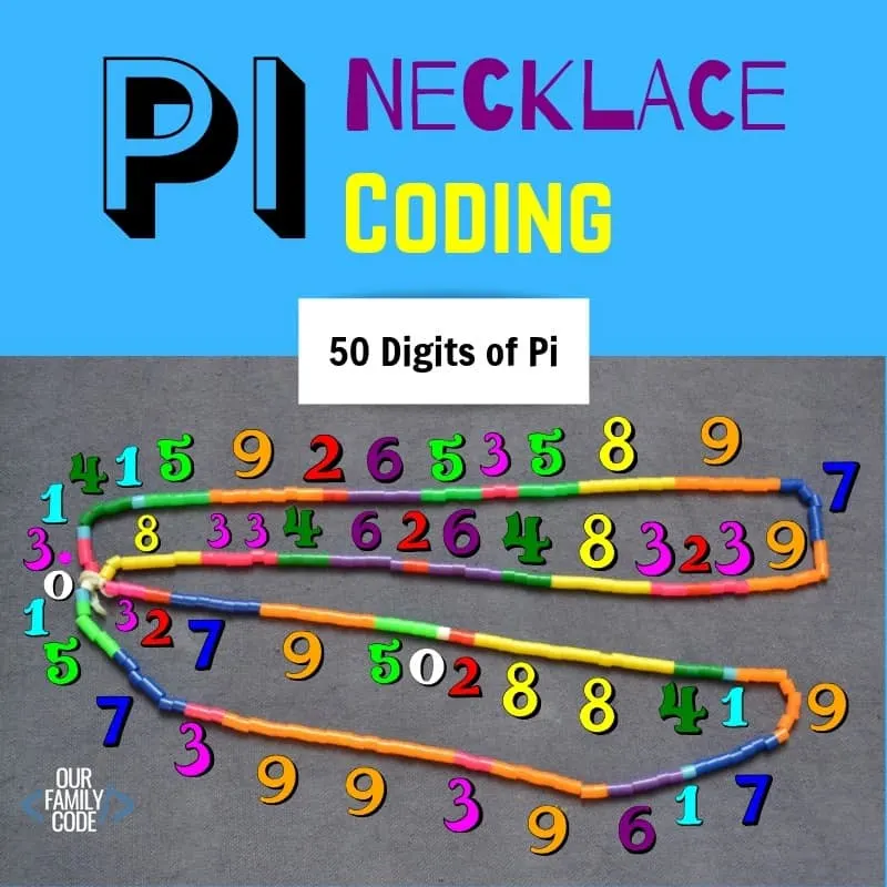 Pi necklace coding 50 digits of pi 