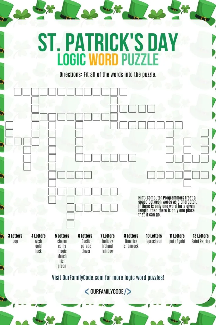 St Patricks Day Logic Word Puzzle Logical reasoning is the ability to analyze and make predictions about things or explaining why something is the way that it is.