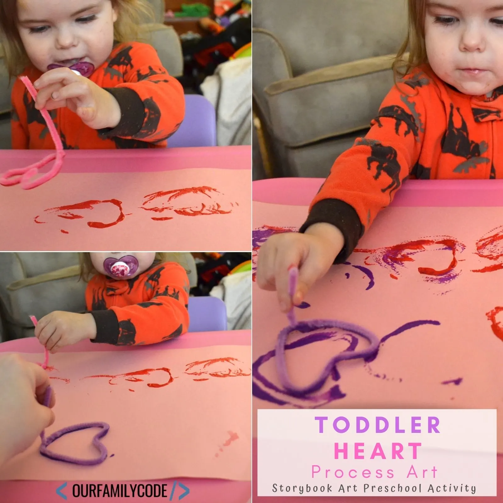 A picture of pipe cleaner painting activity for preschoolers and toddlers.