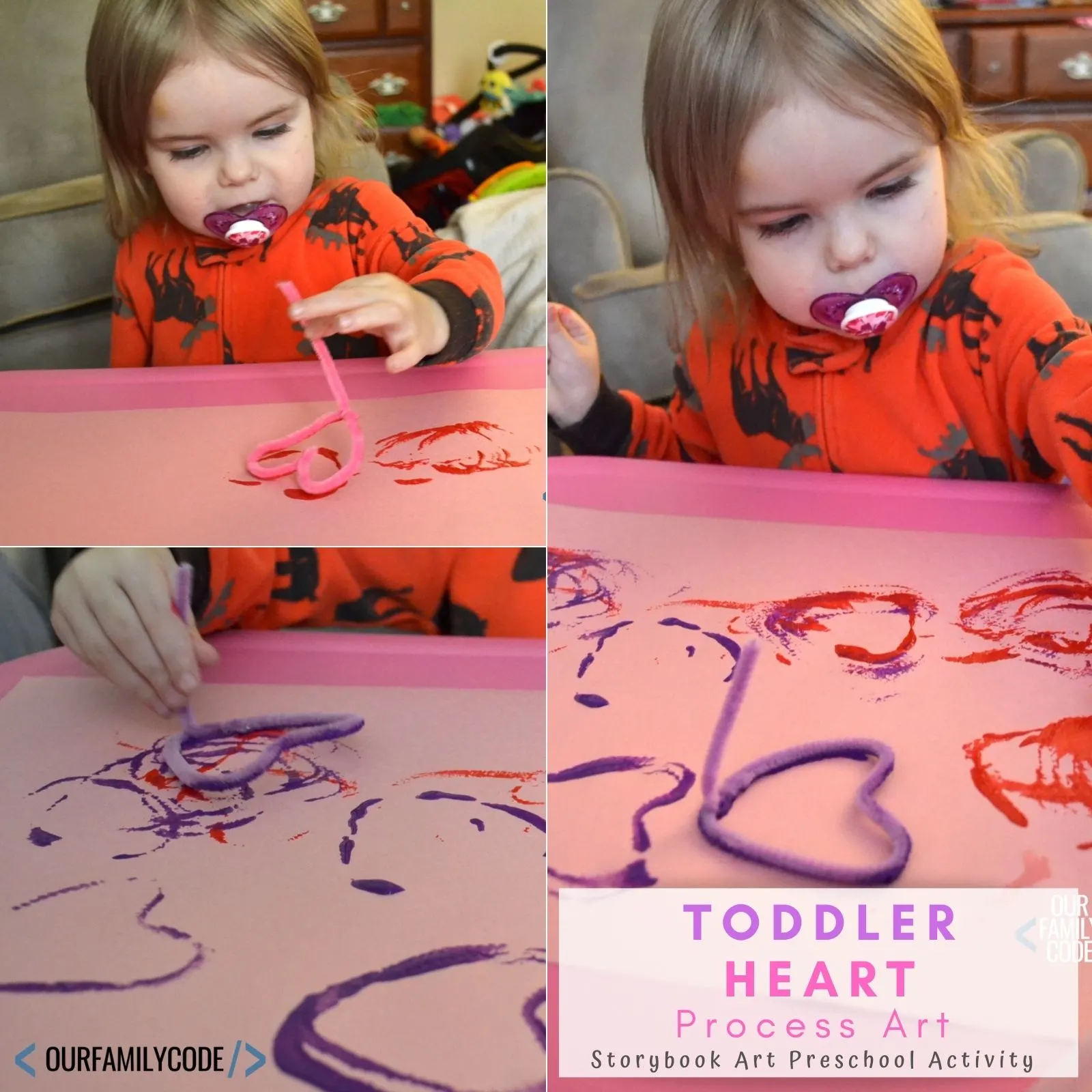 A picture of pipe cleaner painting activity for preschoolers and toddlers.