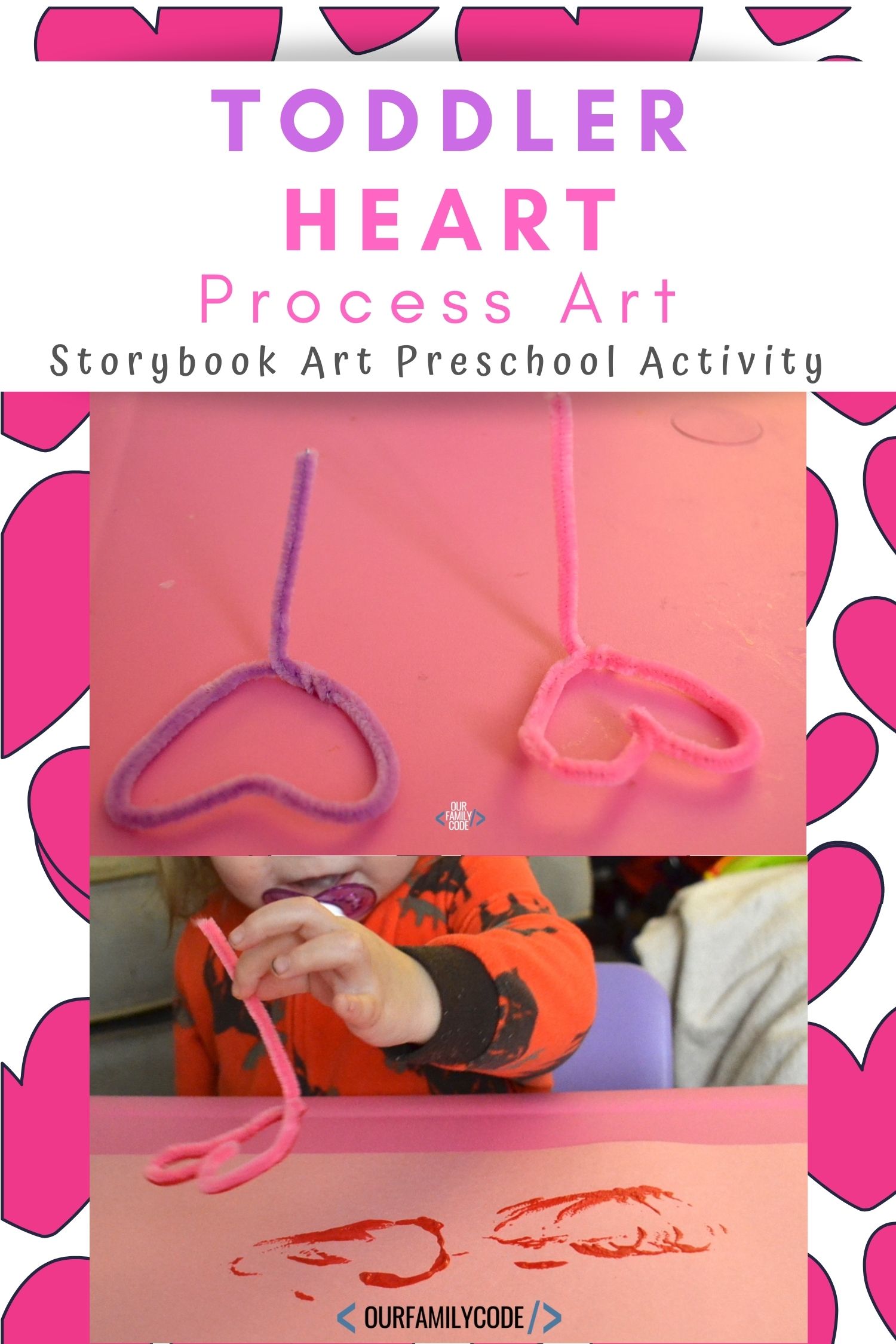 A picture of a pipe cleaner painting activity for toddlers.