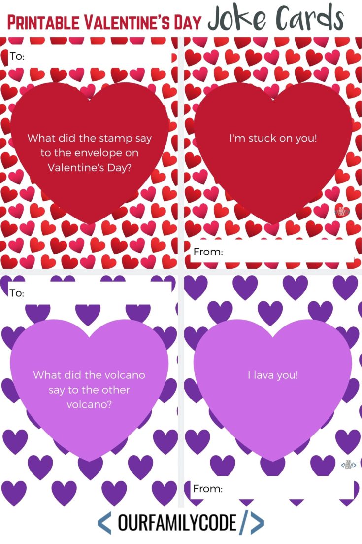 free printable valentines day joke cards our family code