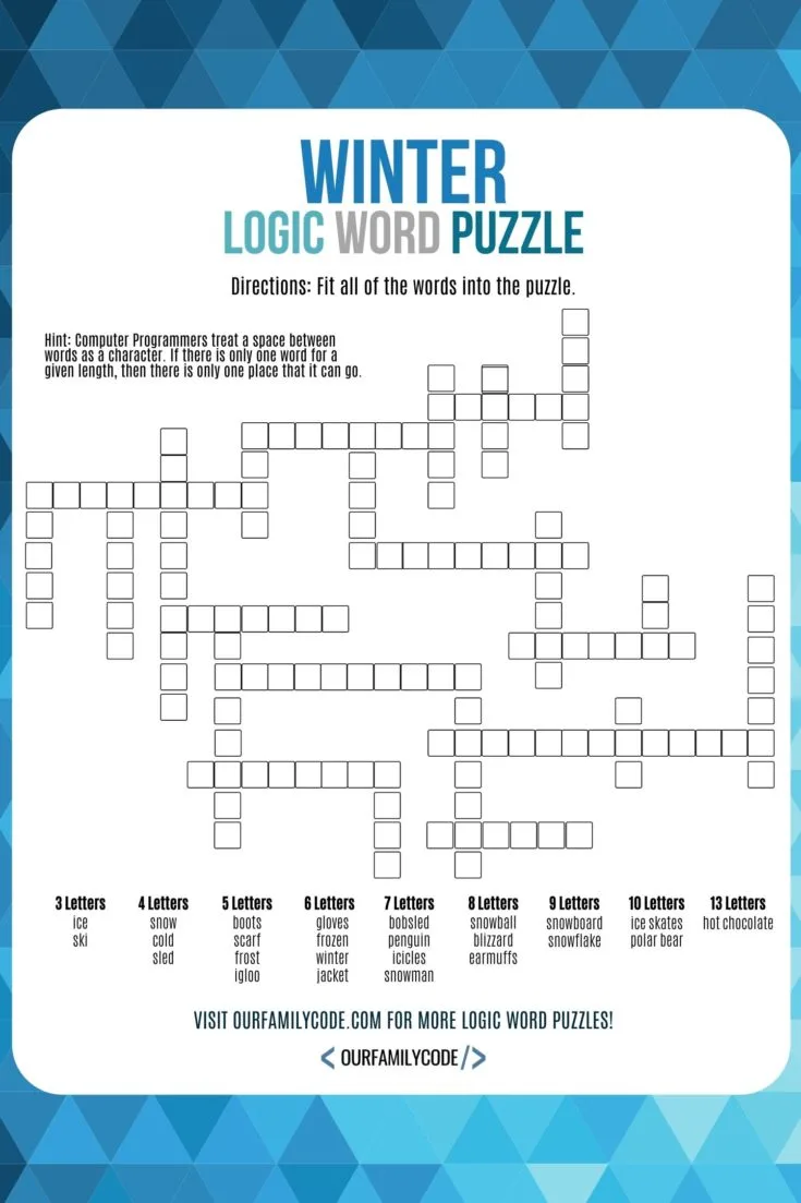 Winter Logic Word Puzzle Logical reasoning is the ability to analyze and make predictions about things or explaining why something is the way that it is.