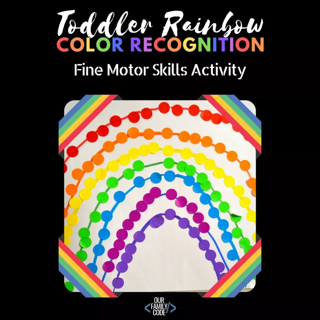 This toddler rainbow color recognition activity is a great way to incorporate a fantastic book about colors with a tangible color recognition fine motor activity. #toddleractivities #colorrecognition #finemotorskills #preschool #teachingtoddlers #rainbowactivities