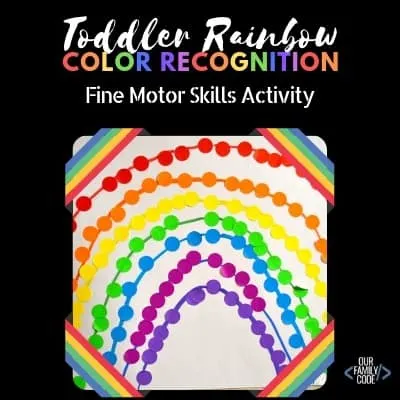 This toddler rainbow color recognition activity is a great way to incorporate a fantastic book about colors with a tangible color recognition fine motor activity. #toddleractivities #colorrecognition #finemotorskills #preschool #teachingtoddlers #rainbowactivities