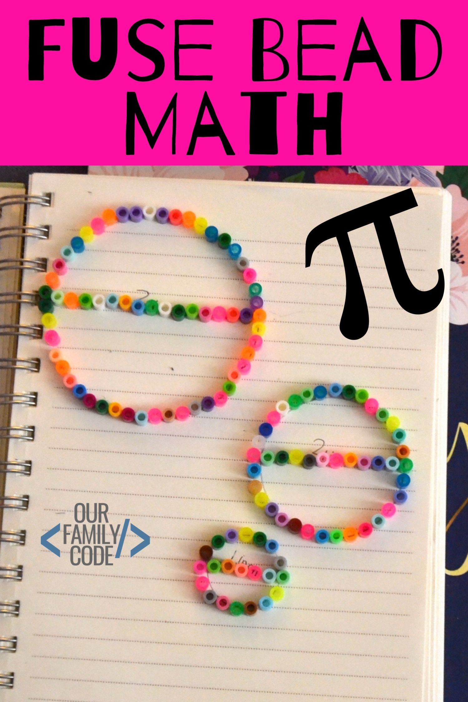 Fuse bead math! Explore the number Pi by making math sun catchers out of fuse beads for a fun math + art STEAM activity! #STEAM #PiDay #Fibonacci #mathforkids #mathart #craftsforkids #STEM #homeschool