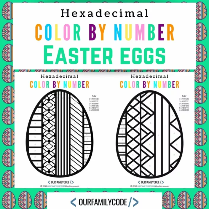 Hexadecimal Color by Number Easter Eggs