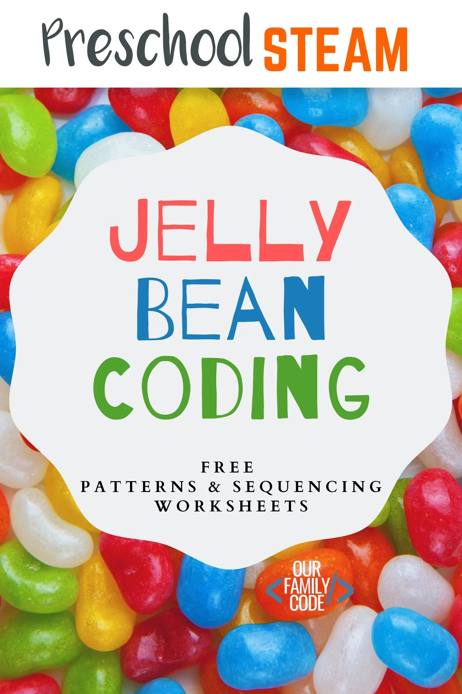 Grab these free preschool STEAM Easter sequence coding worksheets to practice sequencing today and finish writing sequences with jelly beans! #coding #teachkidstocode #STEAM #STEM