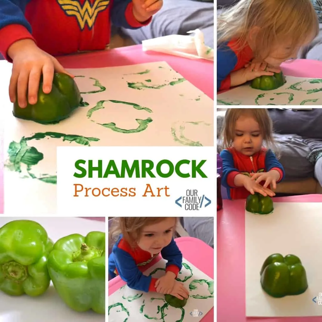 A picture of preschool shamrock process art images.