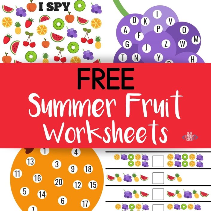 Grab these Free Summer Fruit Worksheets for Kids