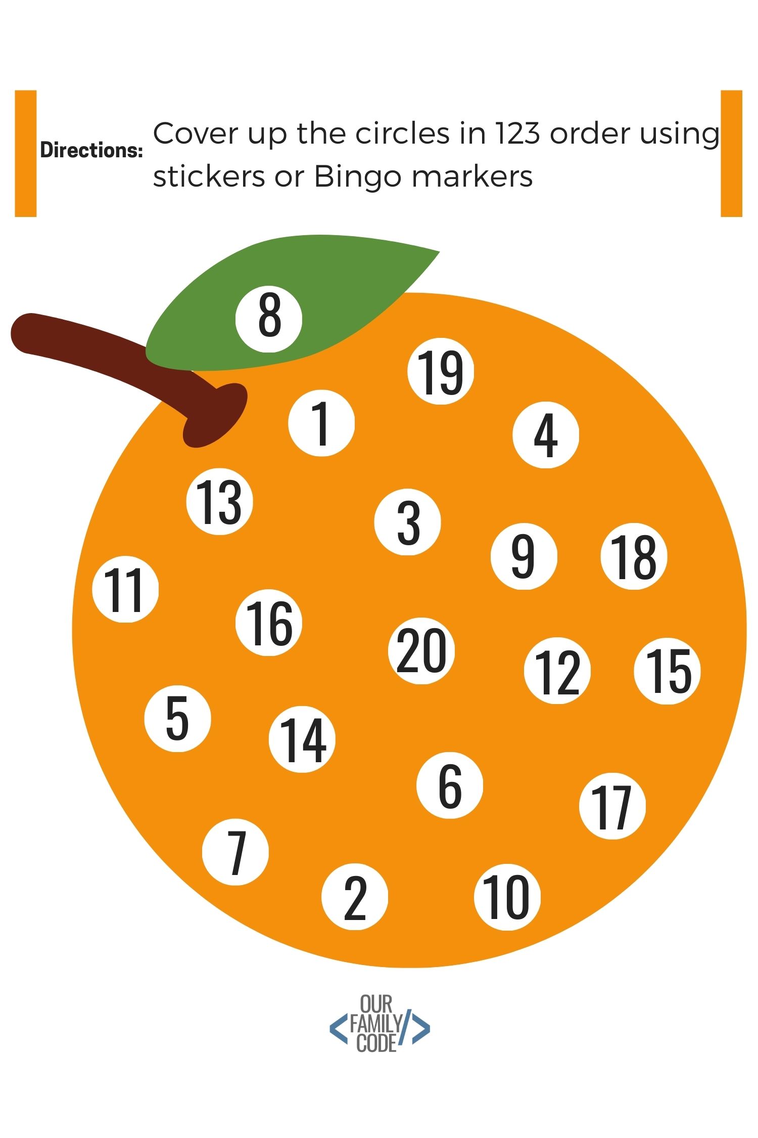Free Summer Fruit Kid Worksheet Printables Bingo Marker 123 numbers bingo dauber