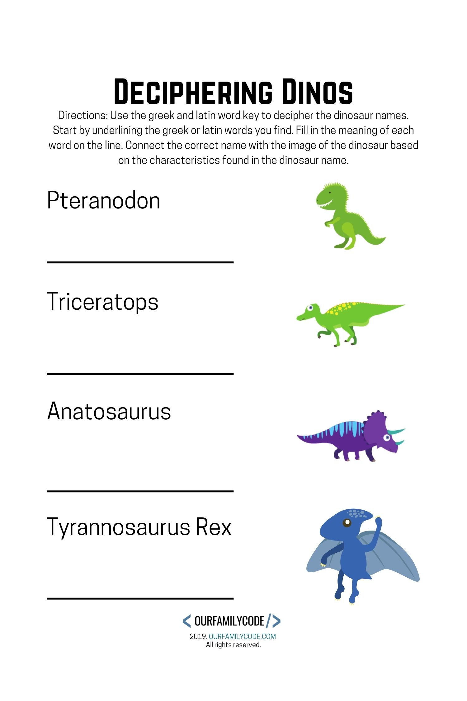 deciphering dinosaurs greek and latin dinosaur word activity dinosaur names