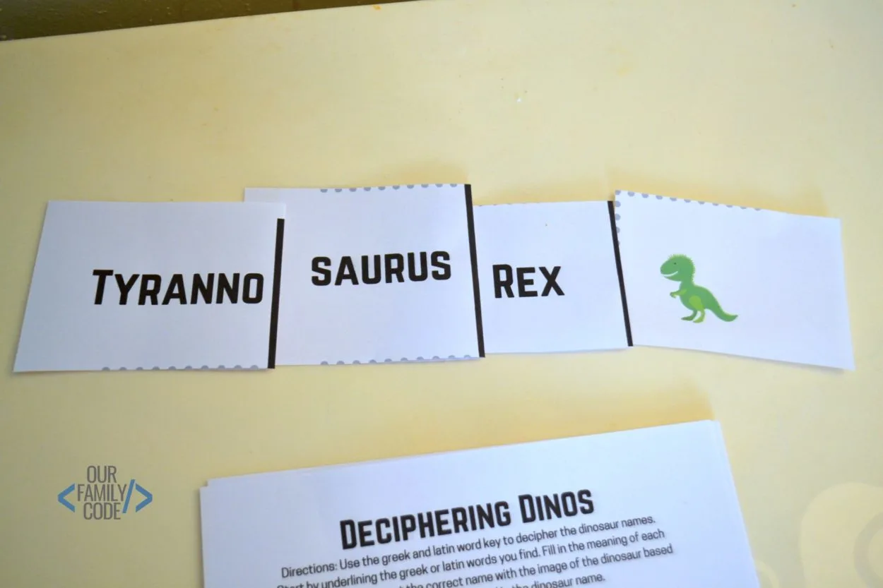 tyrannosaurus rex latin word activity