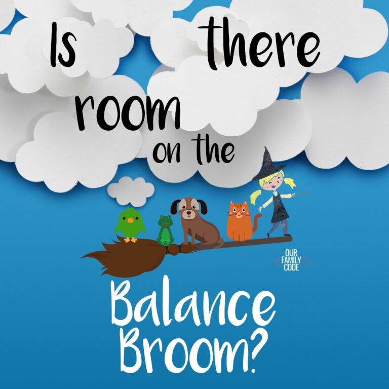 Room on the Broom balance STEM challenge for kids