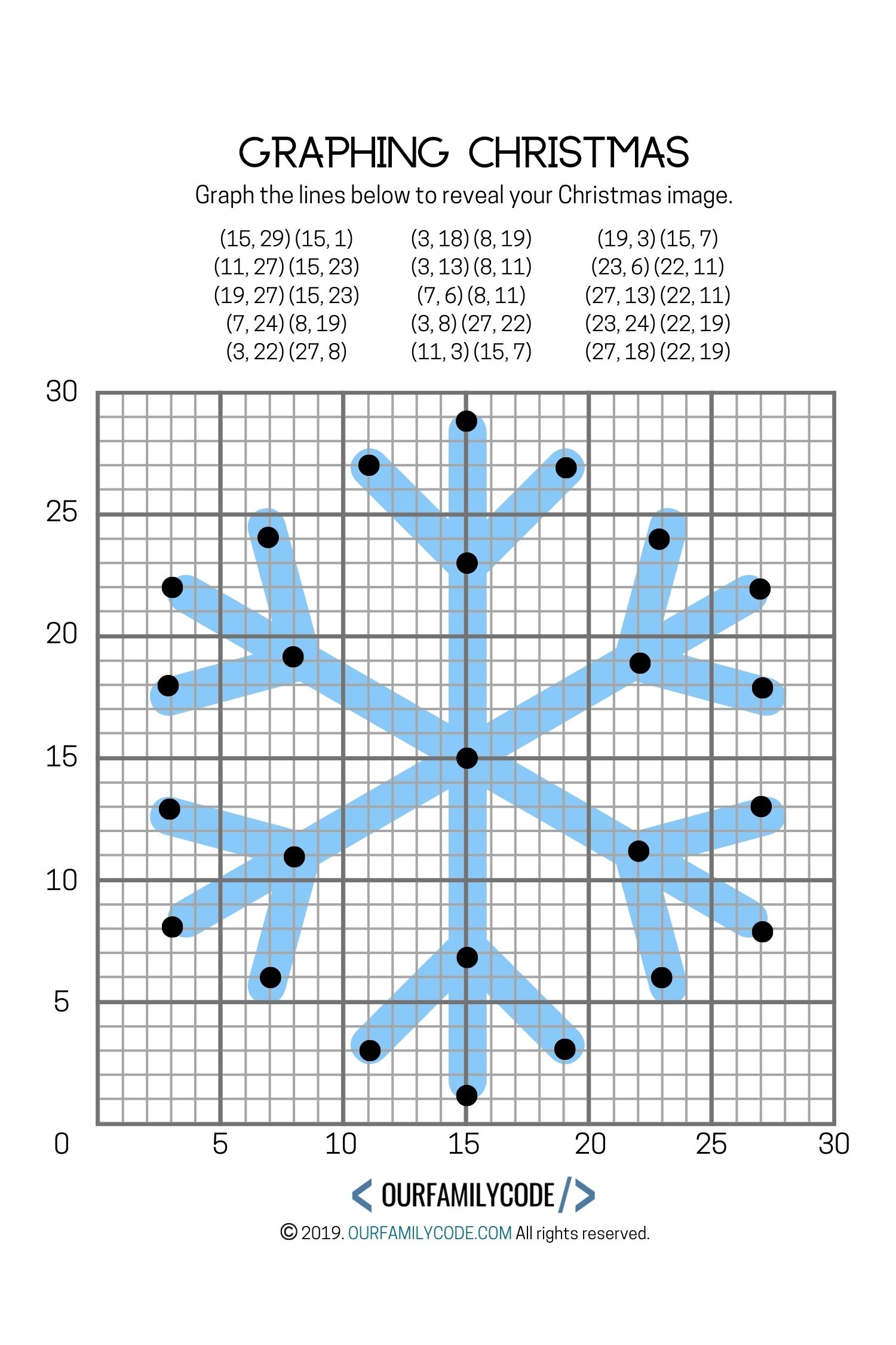 Christmas graphic snowflake coordinate plane
