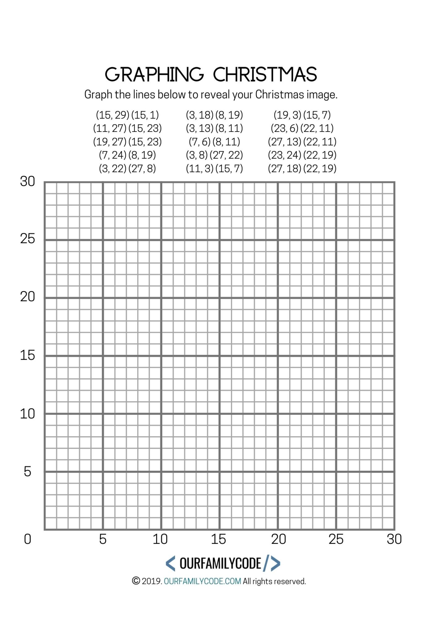 Free Printable Coordinate Graphing Christmas Pictures Worksheets
